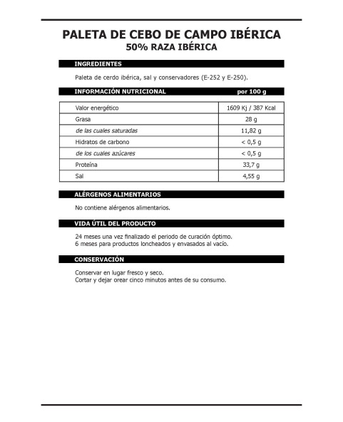 Paleta de Cebo de Campo Ibérica 50% Raza Ibérica 30 Meses-1