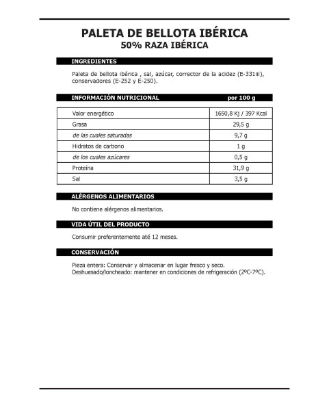 Paleta de Bellota Ibérica 50% Raza Ibérica Selección 30 Meses-1