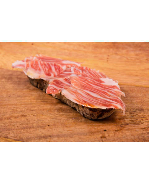 Jamón de Bellota Ibérico 50% Raza Ibérica Etiqueta Roja Cortado a Cuchillo 100 GRS-1