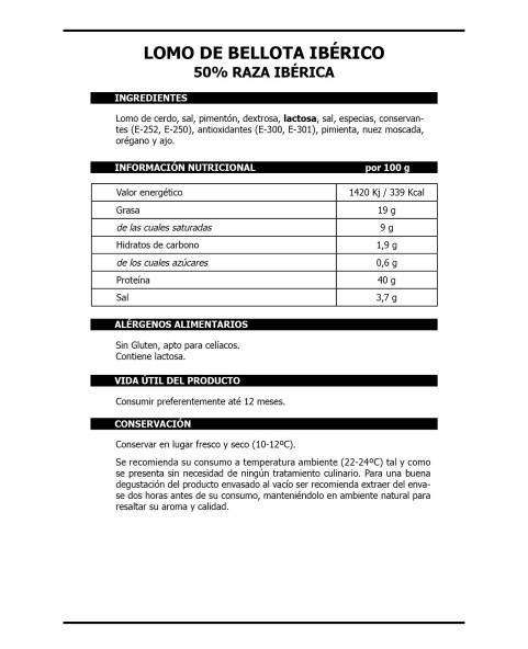 Lomo de Bellota Ibérico 50% Raza Ibérica 1/2 Pieza-2