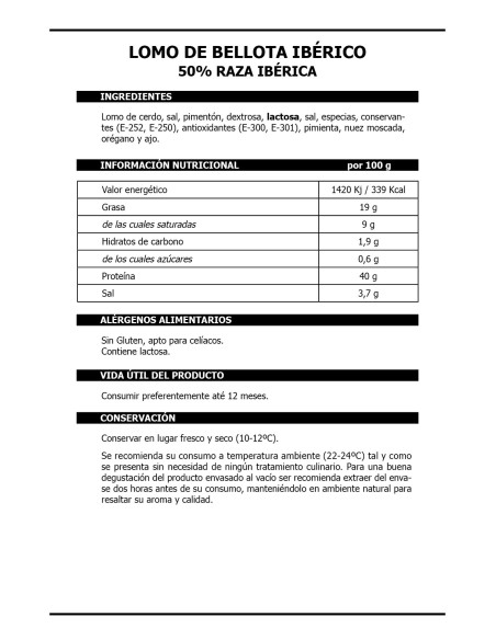 Lomo de Bellota Ibérico 50% Raza Ibérica 1/2 Pieza-2