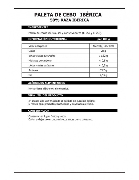Paleta de Cebo Ibérica 50% Raza Ibérica-0